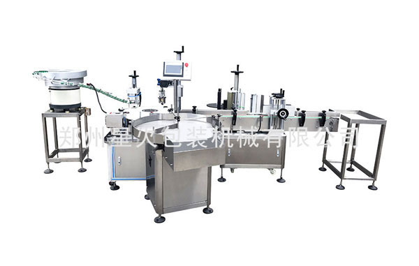 精華液自動灌裝生產線,精油灌裝旋蓋貼標生產線