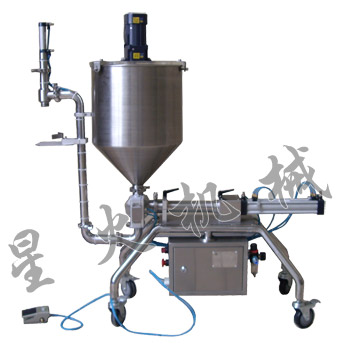 攪拌式濃醬電動灌裝機,半自動辣椒醬灌裝機